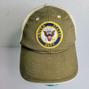U.S. Navy Military Embroidered Logo Cap, Khali, Olive Green Adjustable Cap